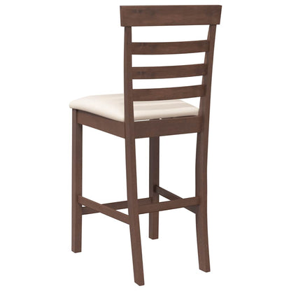 Taburetes De Bar Con Cojines 2 Uds Madera Maciza Marrón Caucho_5