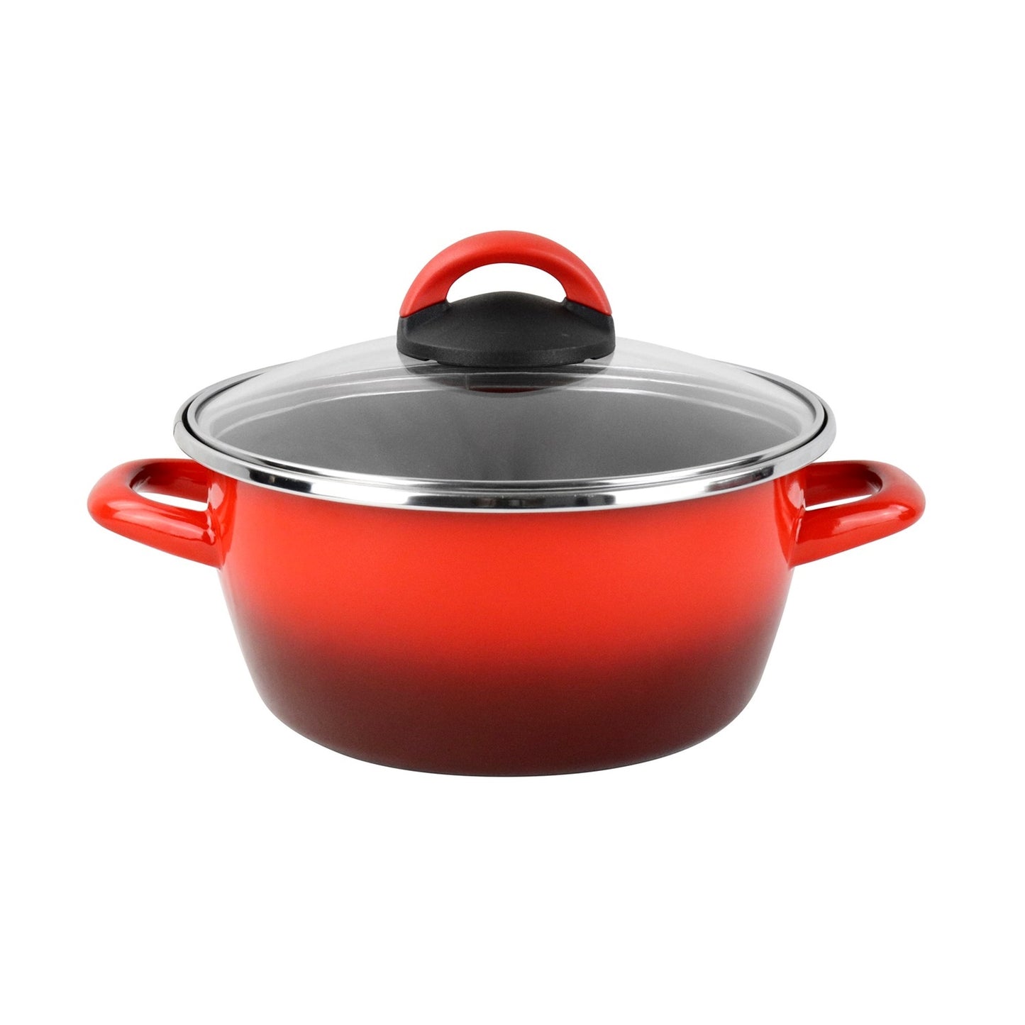 Cacerola 'sr' Ø16cm Con Tapa Vidrio Rojo Magefesa