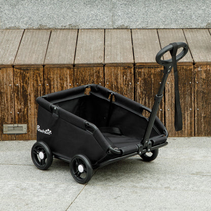 Pawhut Carrito Para Perros Plegable Con Mango Ajustable Diseño Abierto Negro_1
