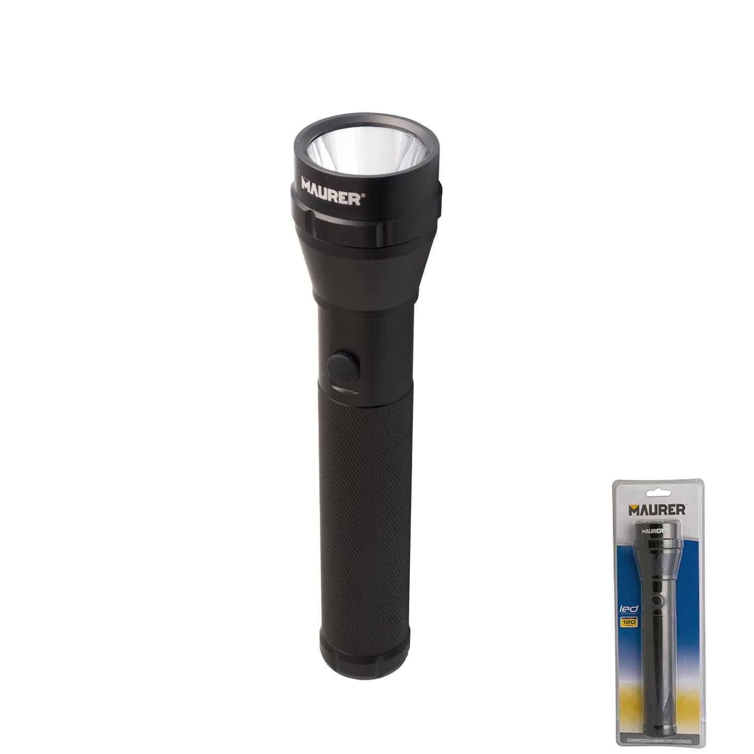 Linterna Led De Mano De Aluminio A Pilas	(2 D) Alta Luminosidad 120 Lumenes (3 Funciones) Mango Estriado_0