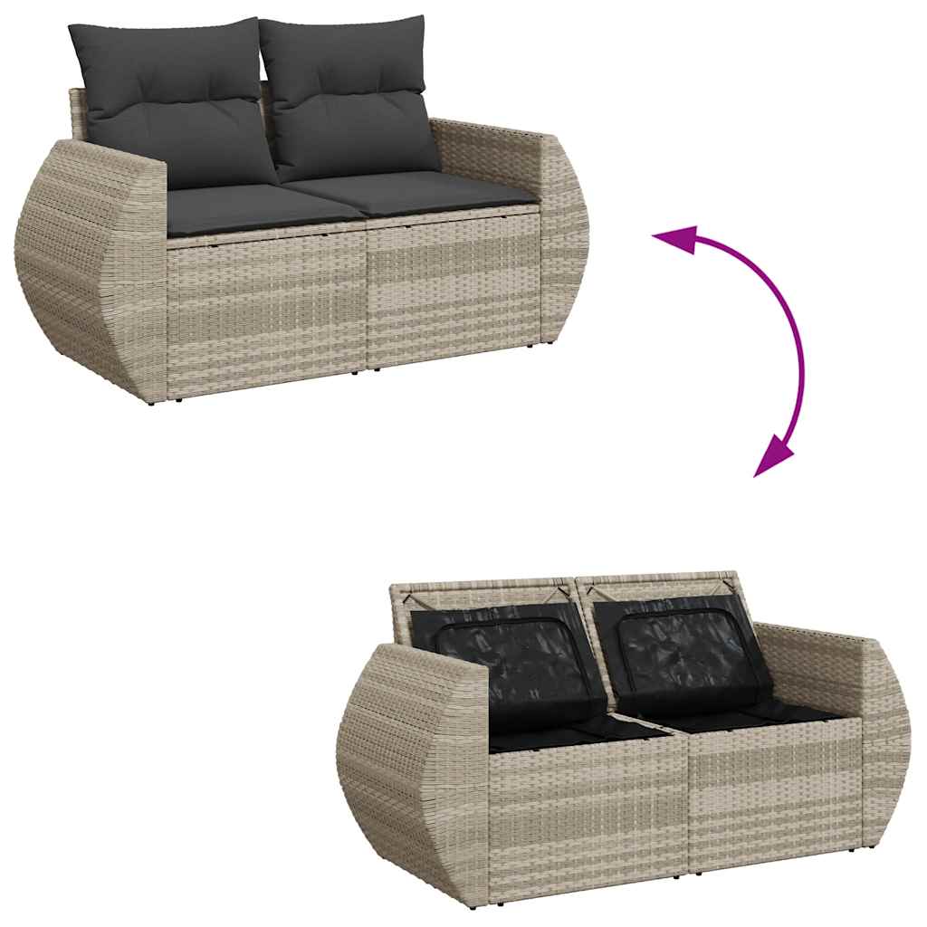 Set De Sofás Jardín Y Cojines 5 Pzas Ratán Sintético Gris Claro / Vetonek_4