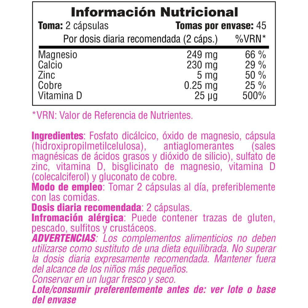 Calcio Magnesio Y Zinc - 90 Cápsulas Vegetales - Minerales - Smart Supplements_4