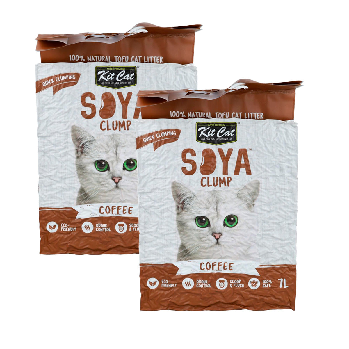 Pack 2x Kit Cat Arena Eco SoyaClump Pack Ahorro - Coffee 7 L Arena para gatos
