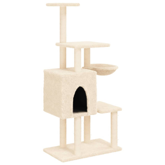 Vidaxl Rascador Para Gatos Con Postes De Sisal Crema 131 Cm_0