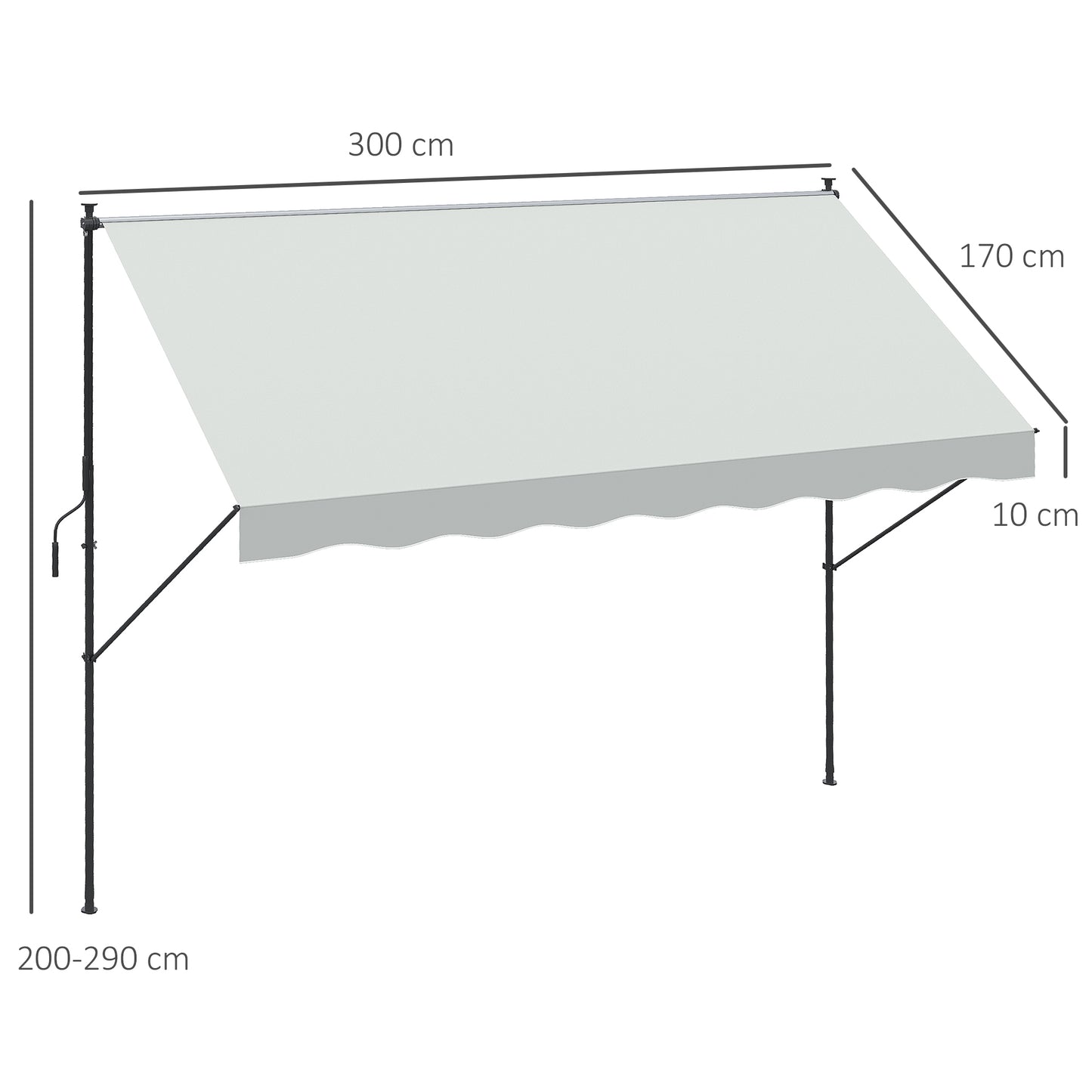 Outsunny Toldo Manual Retráctil 300x175x210-310cm Manivela Protección Uv40 Crema_2