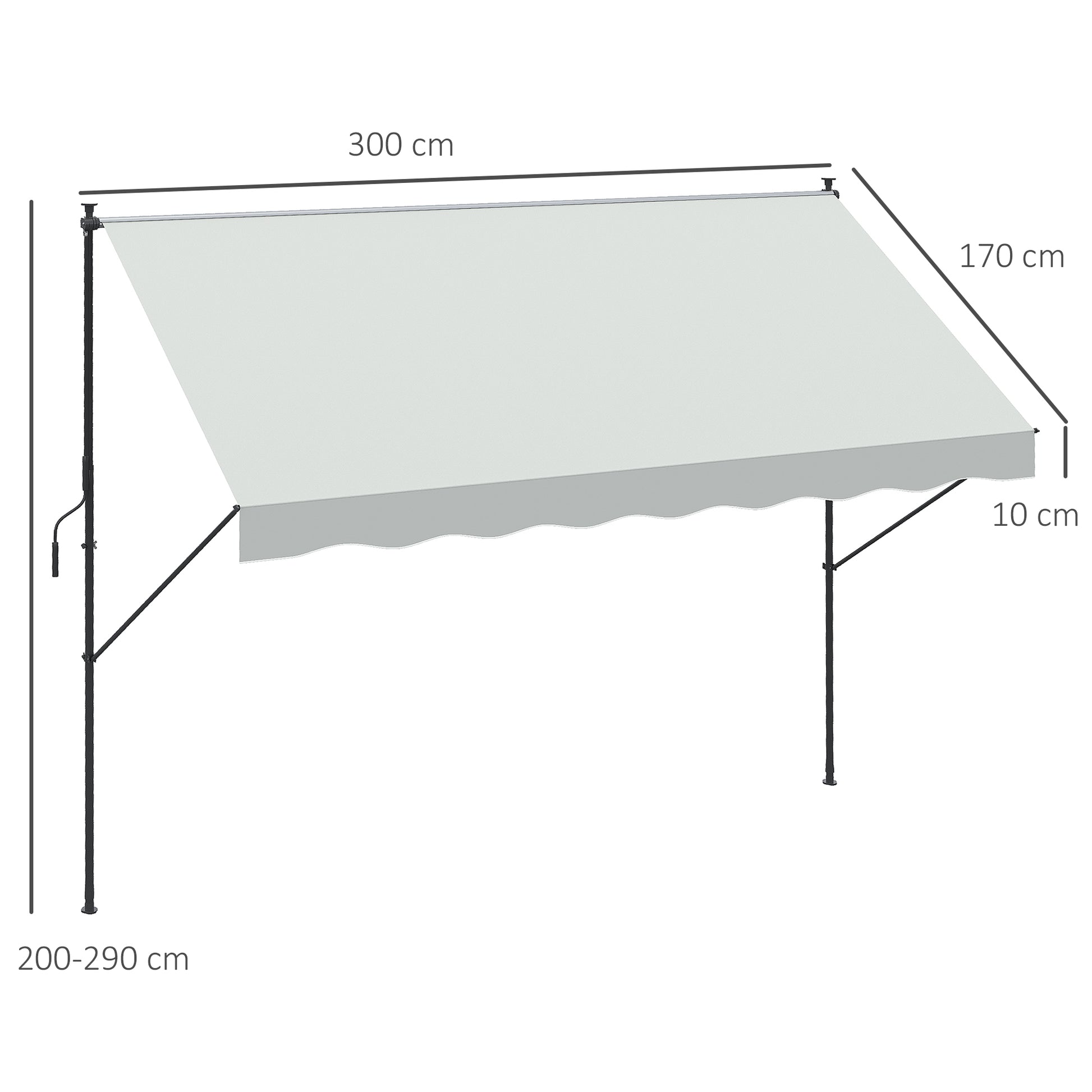 Outsunny Toldo Manual Retráctil 300x175x210-310cm Manivela Protección Uv40 Crema_2