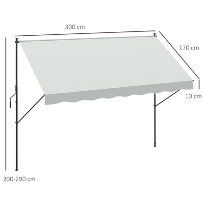 Outsunny Toldo Manual Retráctil 300x175x210-310cm Manivela Protección Uv40 Crema_2