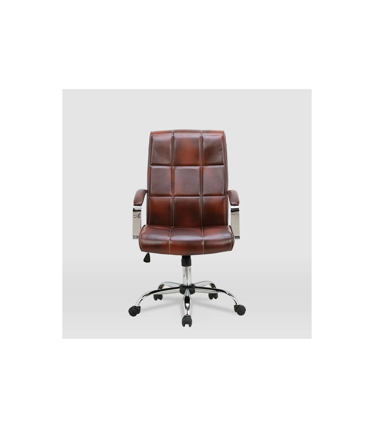 Silla De Oficina Belinda En Piel Sintética Marrón Envejecido. Alto: 110/119.5cm Ancho: 6_0