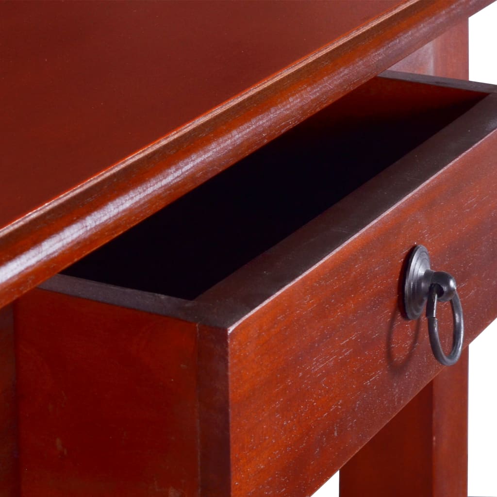 Mesa Consola Clásica De Madera Maciza Caoba Marrón 60x30x75cm_4