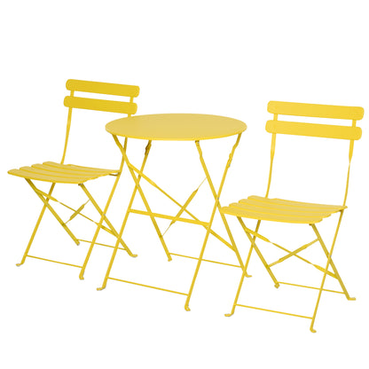 Outsunny Conjunto Muebles Plegables De Jardín Mesa Y 2 Sillas De Metal Ø60x71 Cm_0