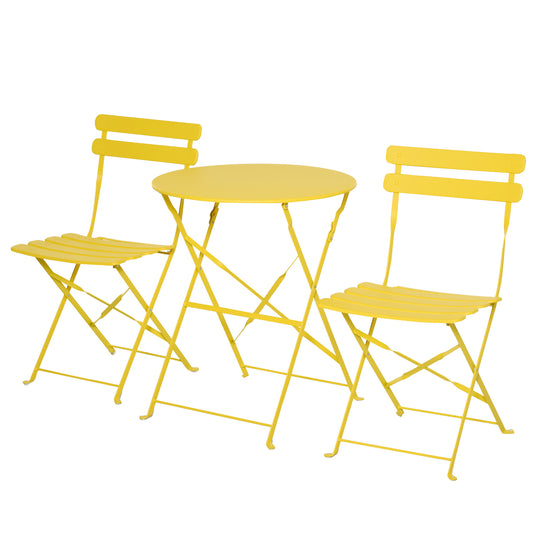 Outsunny Conjunto Muebles Plegables De Jardín Mesa Y 2 Sillas De Metal Ø60x71 Cm_0