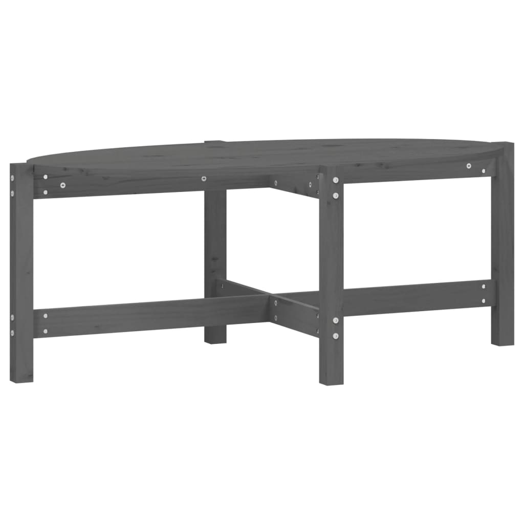 Mesa De Centro De Madera Maciza De Pino Gris 118x63x45 Cm_0