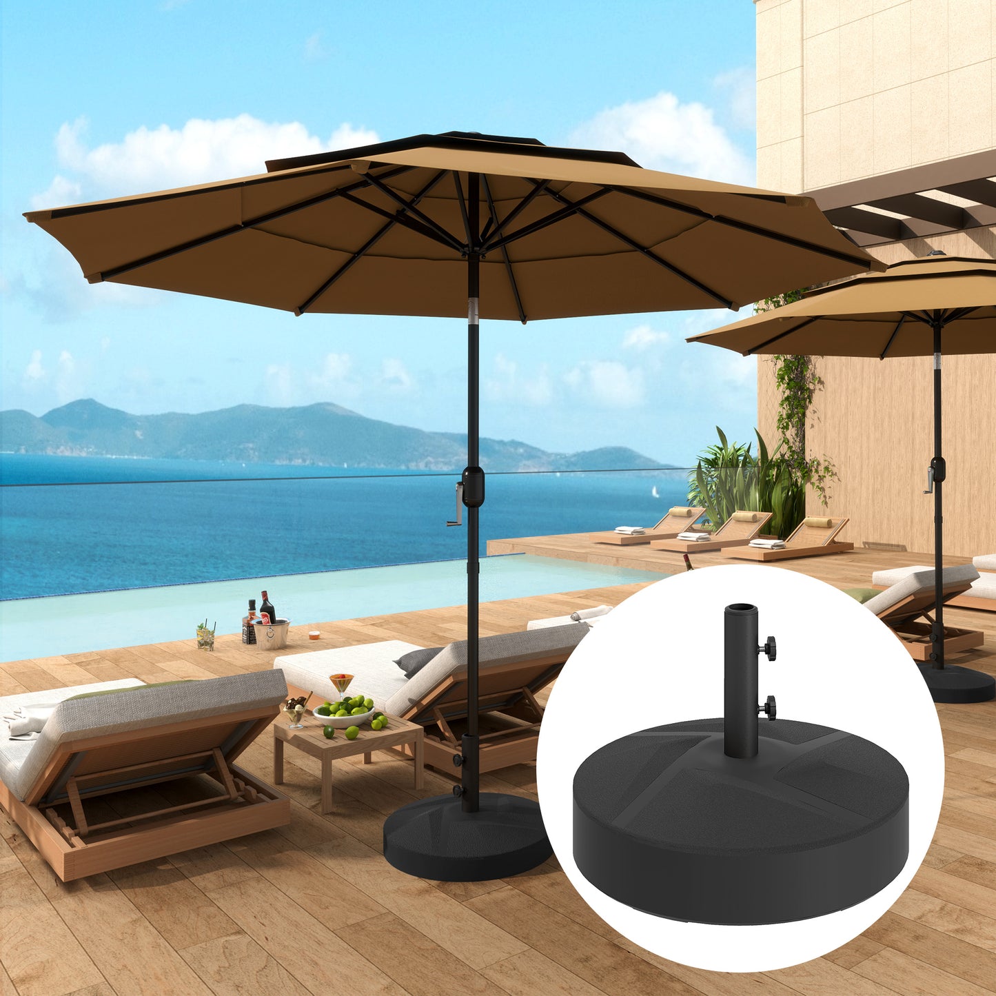 Outsunny Base Para Sombrilla Redonda Rellenable Con Agua 25l O Arena 30kg Negro_1