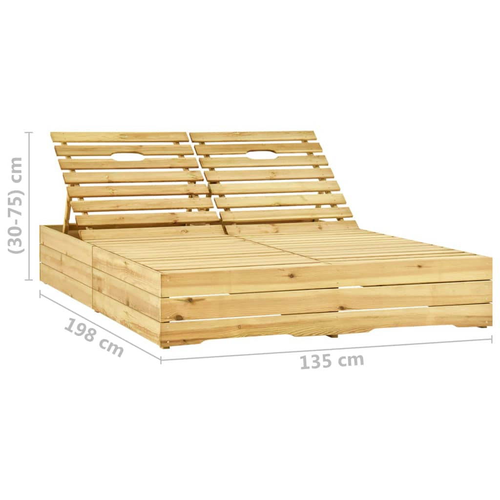 Vidaxl Tumbona Doble Y Cojines Beige Madera Pino Impregnada_2