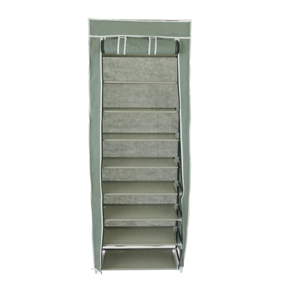Armario Ropero Y Zapatero De Tela Desmontable 60 X 30 X 160 Cm Gris Con Puerta Enrollable_1
