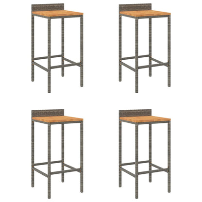 Taburetes Altos 4 Uds Madera De Acacia Y Ratán Sintético Gris_0
