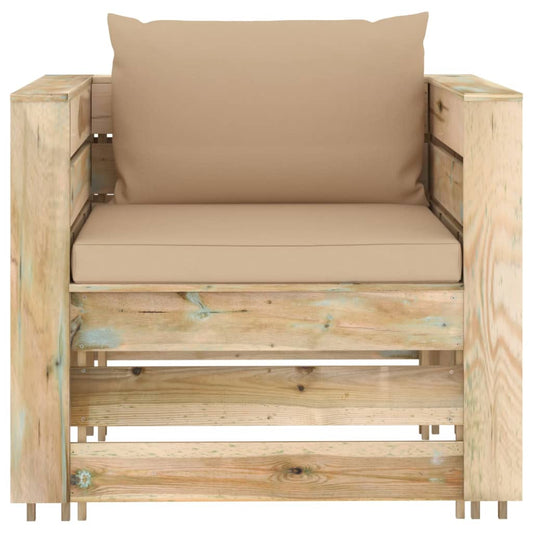 Muebles De Jardín 2 Pzas Con Cojines Madera Impregnada Verde / Vetonek_0