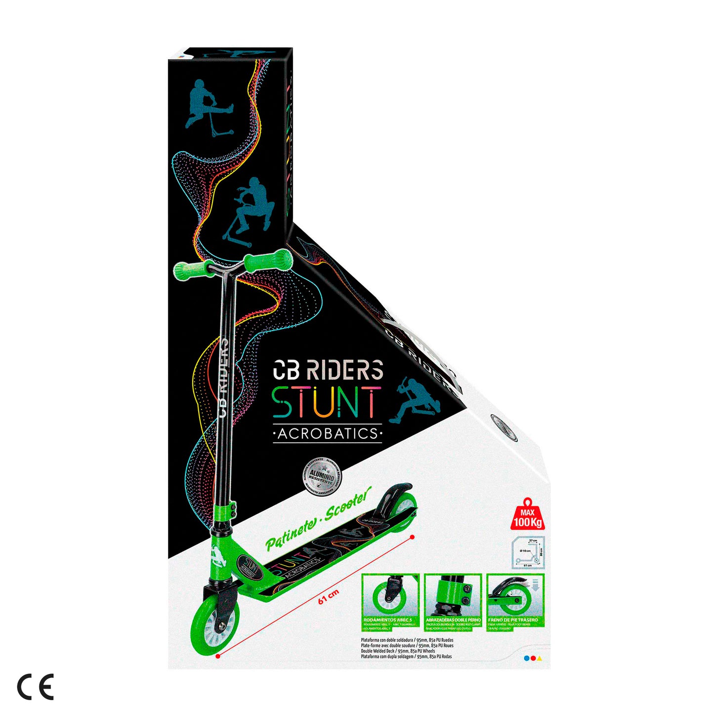 Patinete 2 Ruedas Acrobático Verde Cb Riders_3