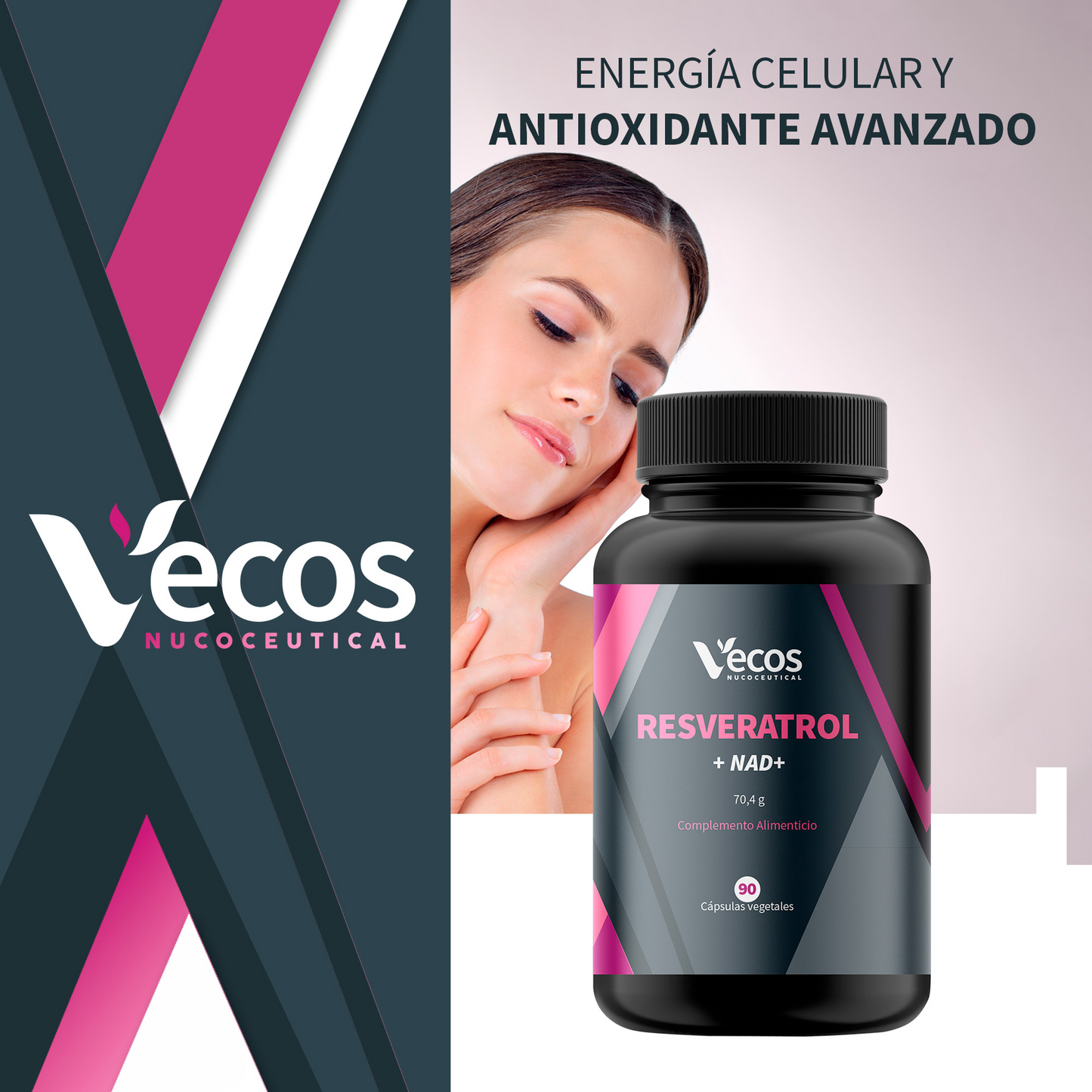 Resveratrol + Nad⁺ Vecos 90 Cápsulas | Antioxidante Y Antienvejecimiento | Resveratrol + Quercetina_1