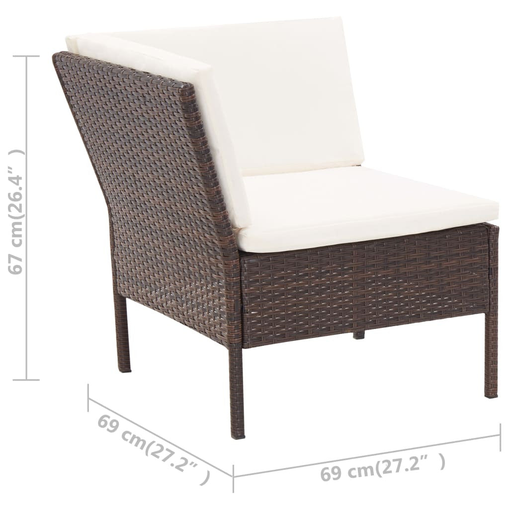 Vidaxl Set Muebles De Jardín 6 Piezas Y Cojines Ratán Sintético Marrón_2