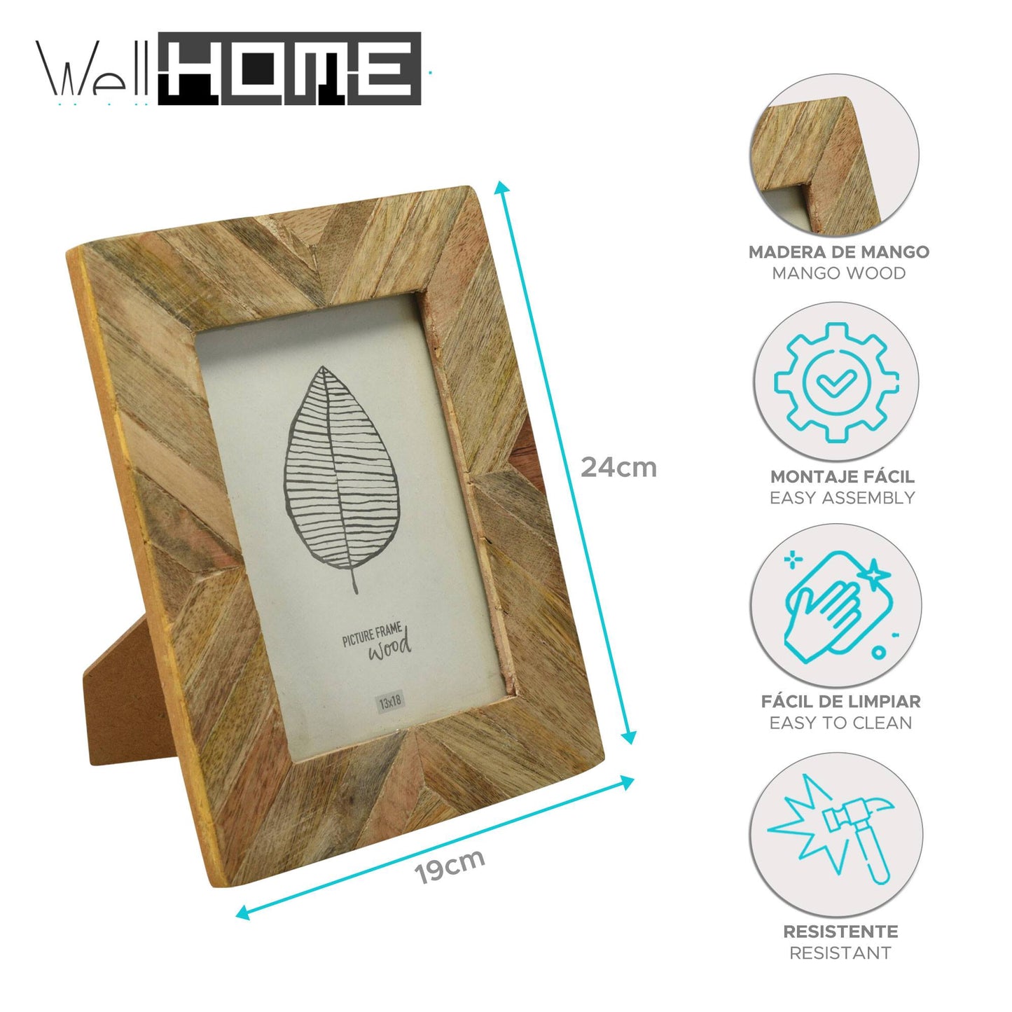 Well Home Marco De Foto En Madera 19,2x1,3x24cm