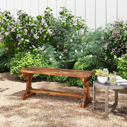 Outsunny Banco De Jardín De Madera Rústico De 2 Plazas 114x40x46 Cm Carbonizado_1
