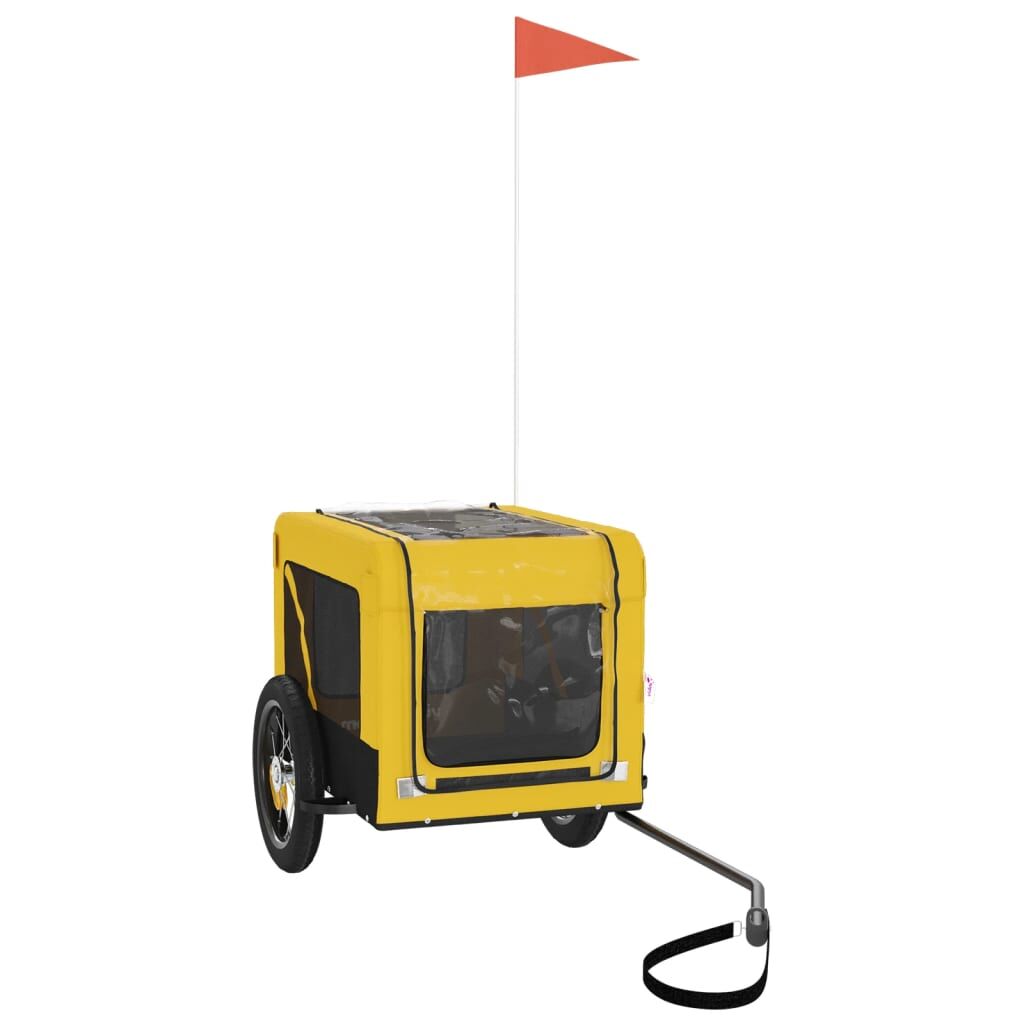 Vidaxl Remolque Bicicleta Mascotas Hierro Tela Oxford Amarillo Negro_3