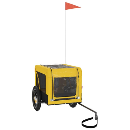 Vidaxl Remolque Bicicleta Mascotas Hierro Tela Oxford Amarillo Negro_3