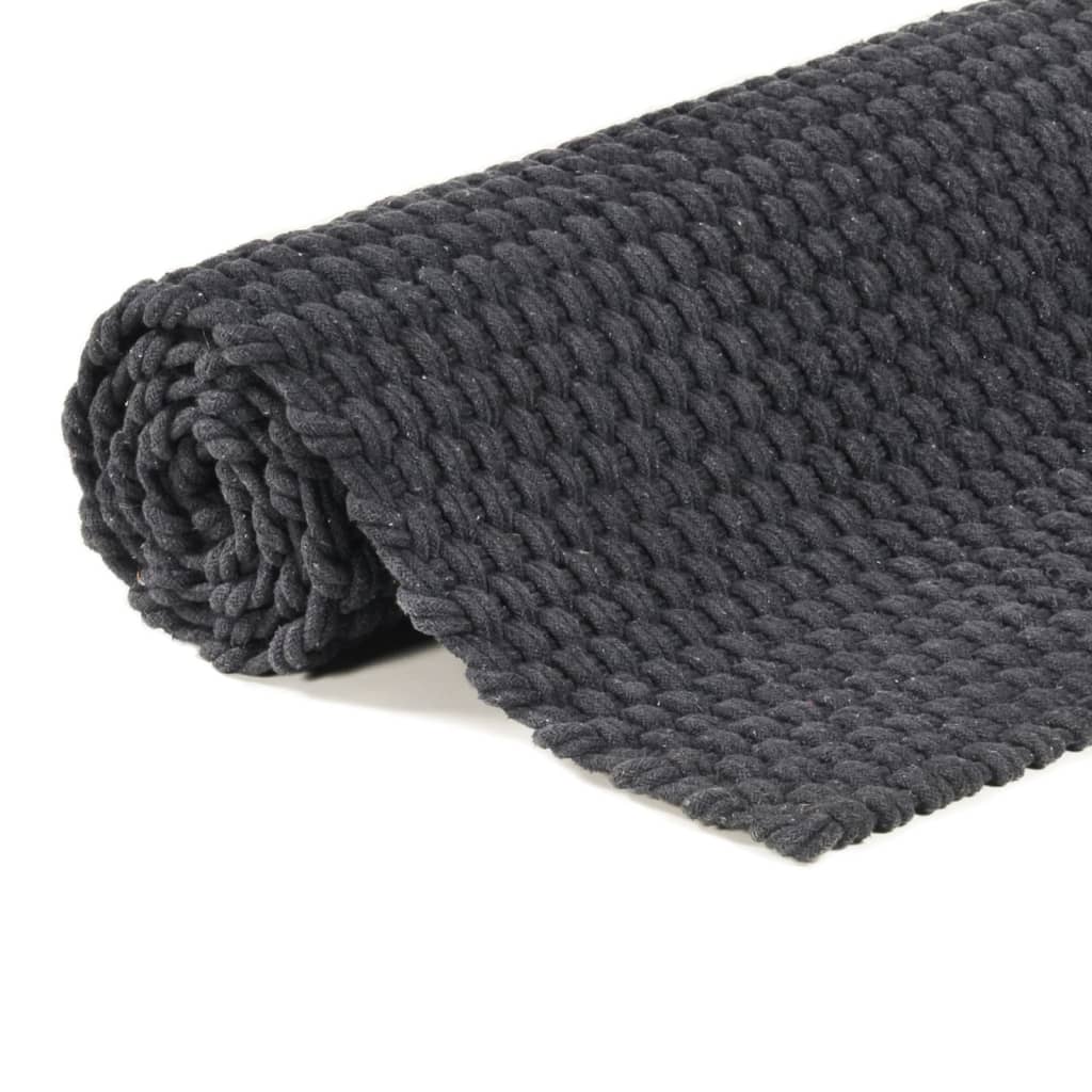 Alfombra Rectangular Algodón Antracita 120x180 Cm / Vetonek_3