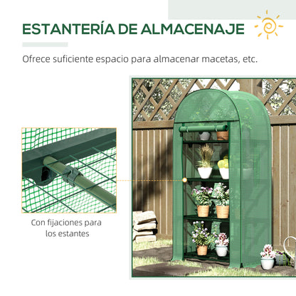 Outsunny Invernadero De Jardín Con 4 Estantes Y Puerta Enrollable 80x49x160 Cm_3