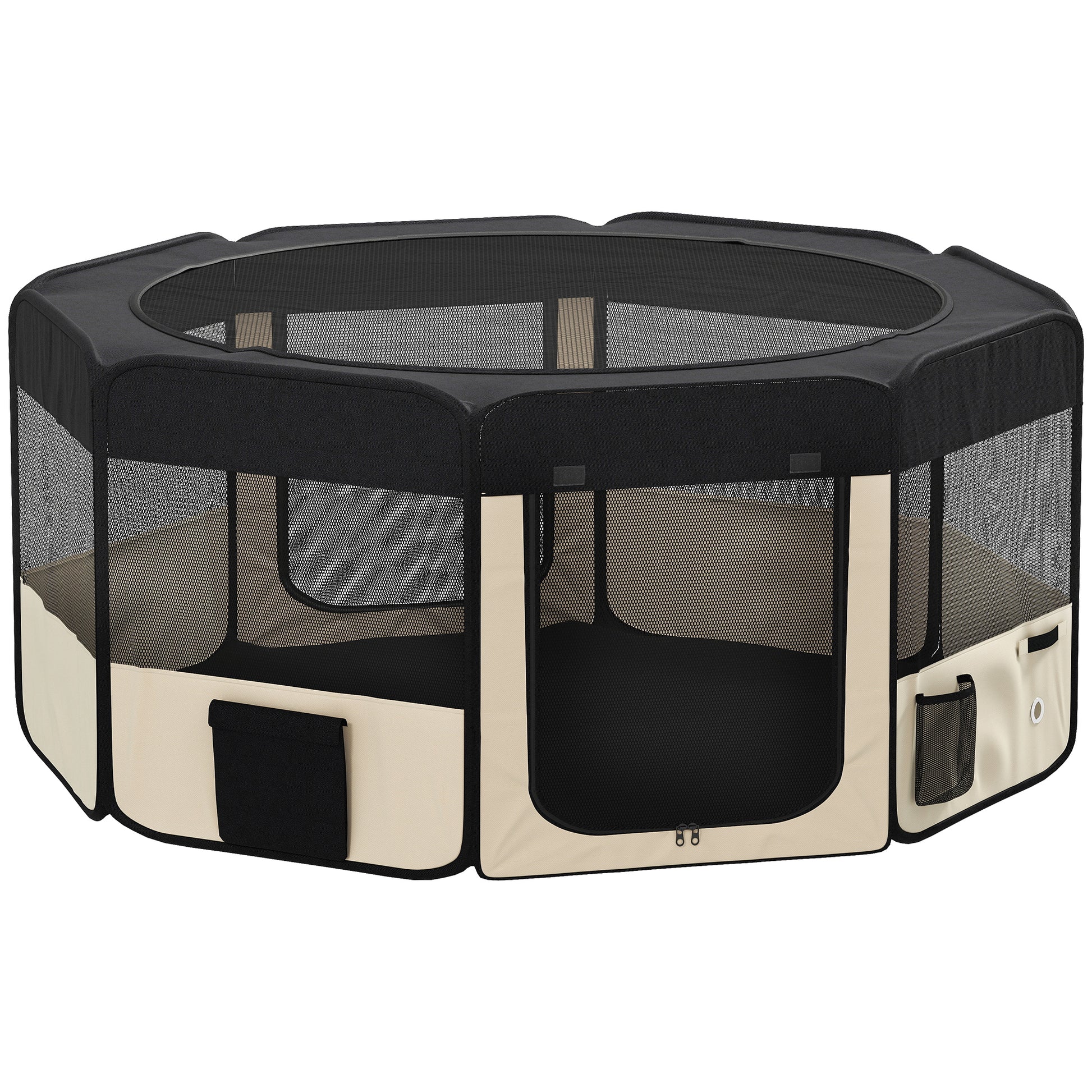 Pawhut Parque Para Mascotas Plegable 90x90x41cm Impermeable De Tela Oxford Negro_0