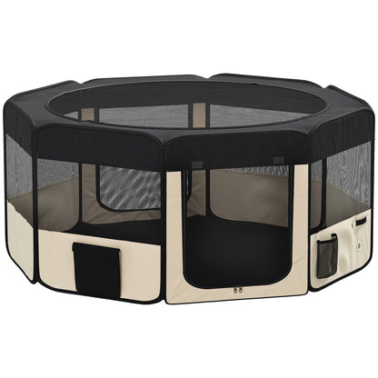Pawhut Parque Para Mascotas Plegable 90x90x41cm Impermeable De Tela Oxford Negro_0