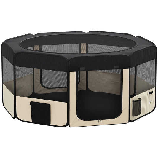 Pawhut Parque Para Mascotas Plegable 90x90x41cm Impermeable De Tela Oxford Negro_0