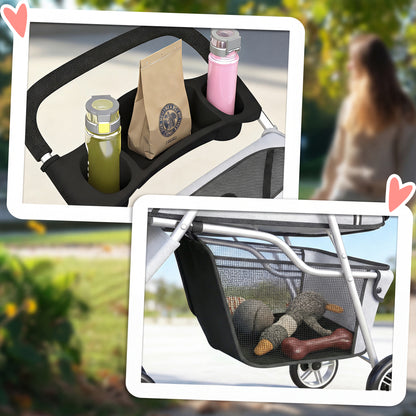 Pawhut Carrito Para Perros Plegable Hasta 10 Kg De 3 Ruedas Con Capota Ajustable_3