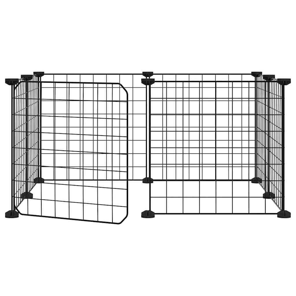 Vidaxl Jaula Para Mascotas De 8 Paneles Con Puerta De Acero, Color Negro, 35 X 35 Cm_0
