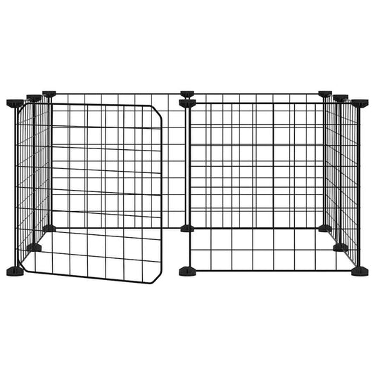 Vidaxl Jaula Para Mascotas De 8 Paneles Con Puerta De Acero, Color Negro, 35 X 35 Cm_0