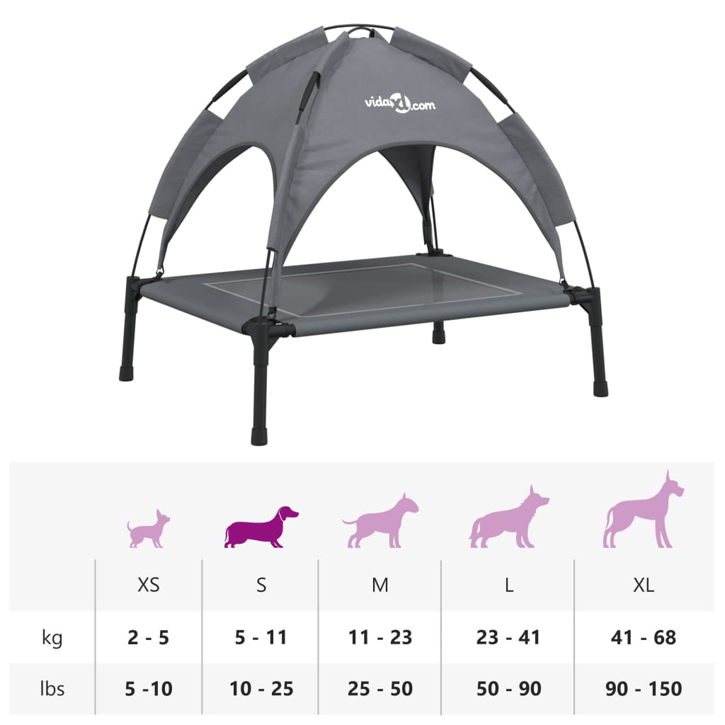 Cama Para Perros Con Dosel Antracita Tela Oxford Y Acero / Vetonek_3