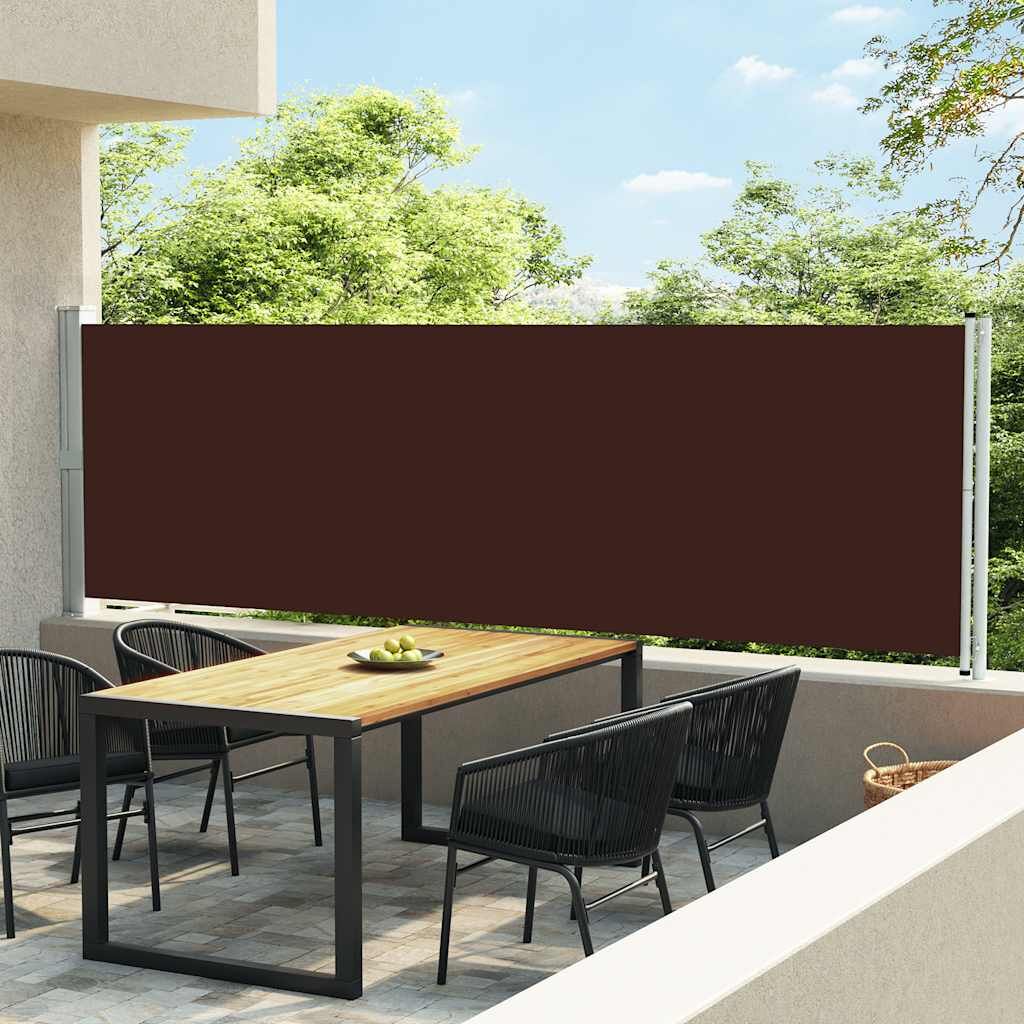 Vidaxl Toldo Lateral Retráctil Para Patio Marrón 140x600 Cm_1