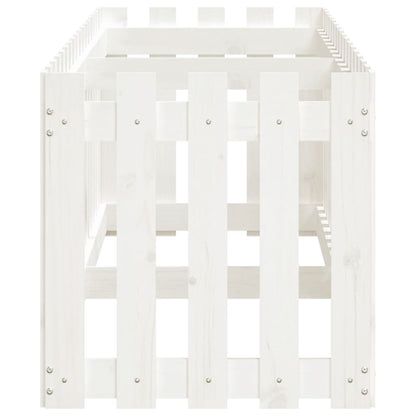 Arriate Elevado Jardín Con Valla Madera Pino Blanco 200x50x50cm_5