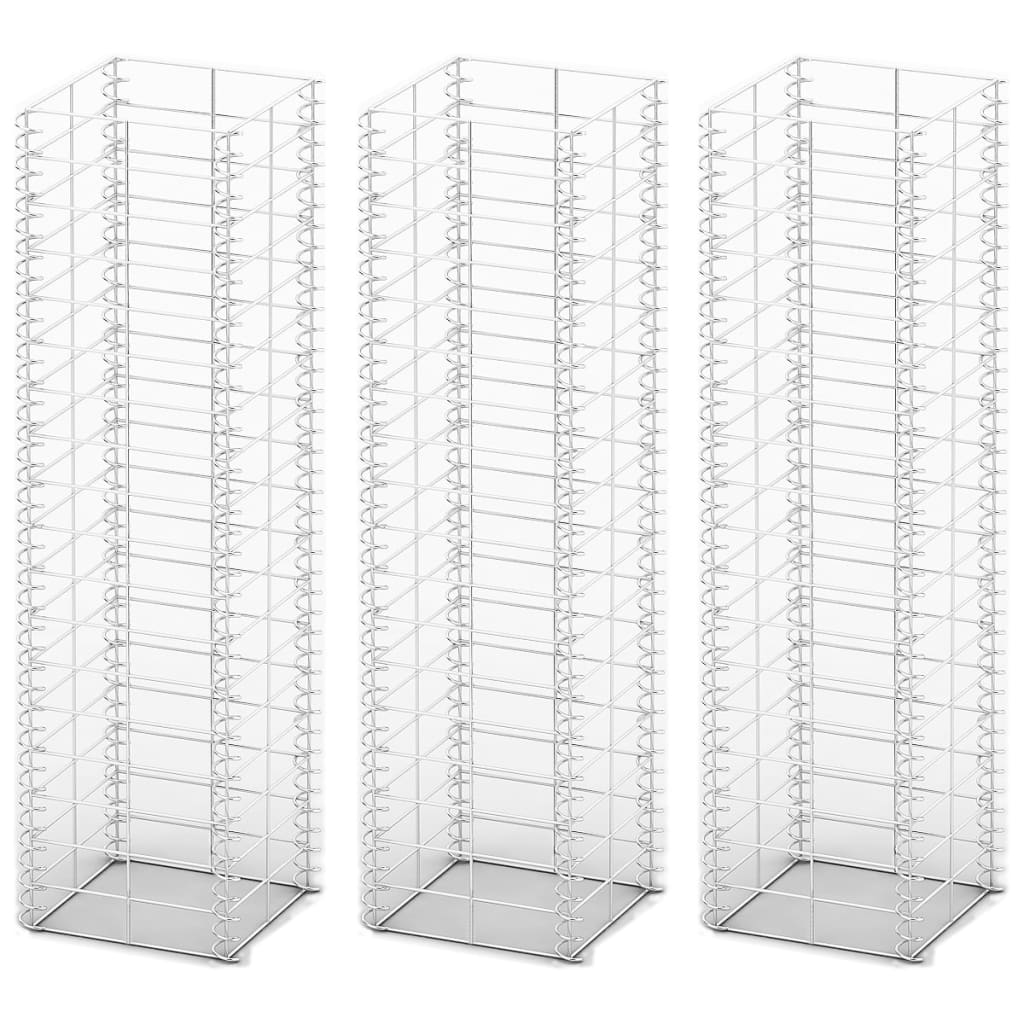 Cestas De Muro De Gaviones Alambre Galvanizado 25x25x100 3 Uds / Vetonek_2