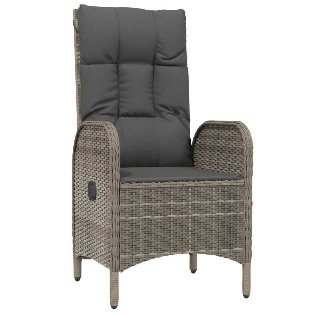 Vidaxl Set De Muebles De Jardín 3 Pzas Y Cojines Ratán Sintético Gris_4