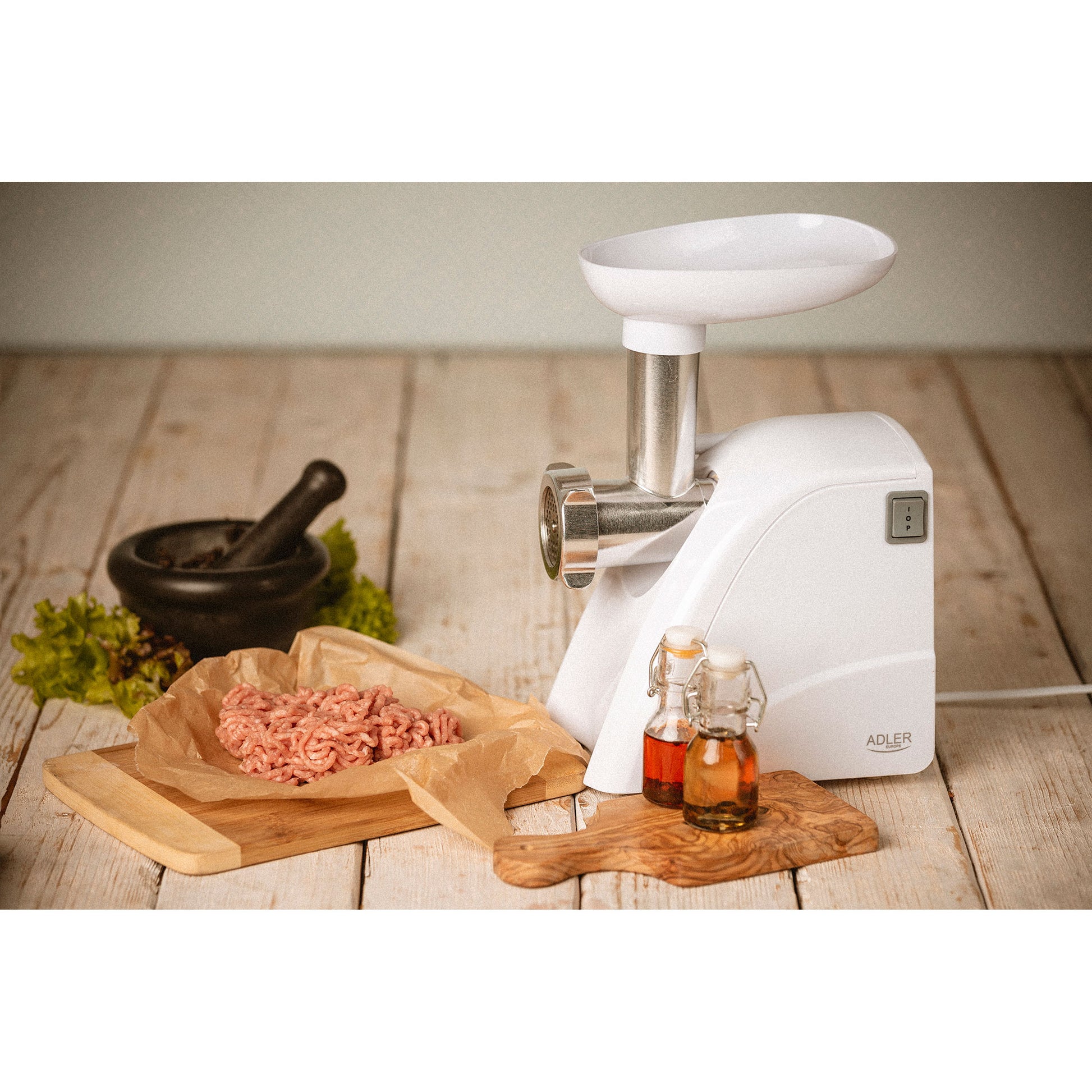 Picadora De Carne Eléctrica, Embutidora Salchichas, 3 Discos Corte, Cuchilla Acero Inoxidable Adler Ad4803