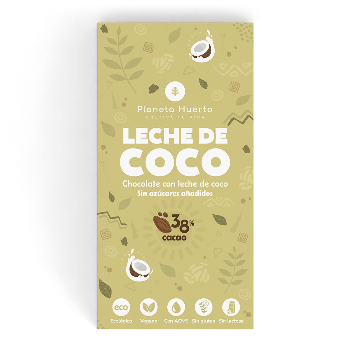 Tableta chocolate 38% con leche de coco vegano sin azúcares