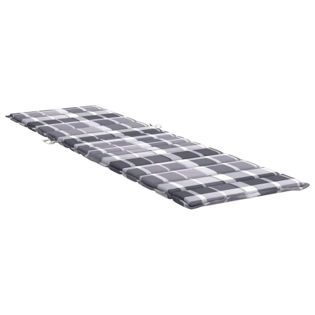 Vidaxl Cojín De Tumbona De Tela Oxford A Cuadros Gris 200x70x3 Cm_3