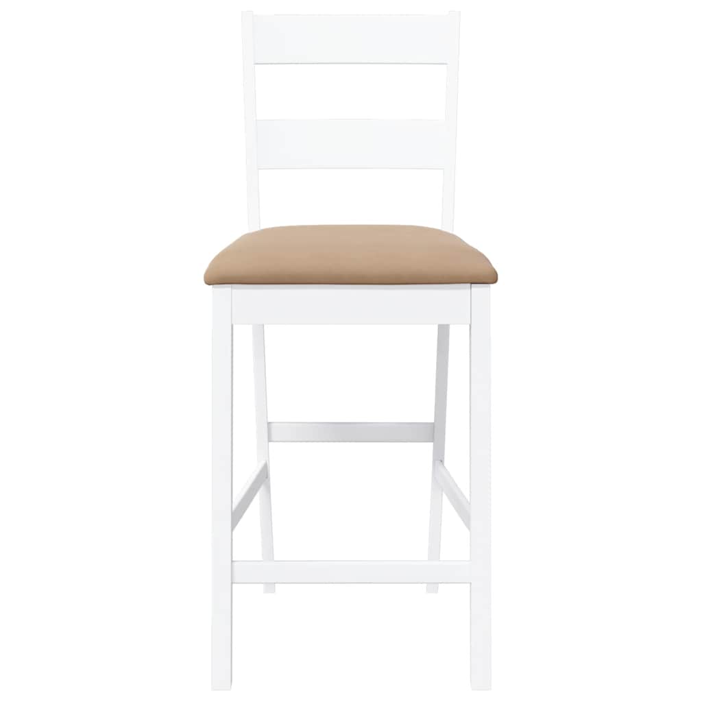 Taburetes De Bar Con Cojines 2 Uds Madera Maciza Blanca Caucho_3