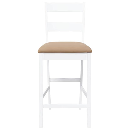 Taburetes De Bar Con Cojines 2 Uds Madera Maciza Blanca Caucho_3