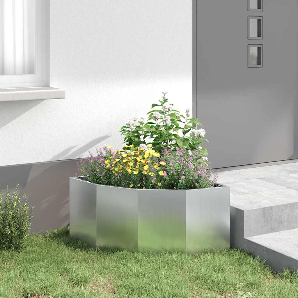 Macetero De Esquina Plateado 60 X 60 X 35 Cm Acero Galvanizado_3