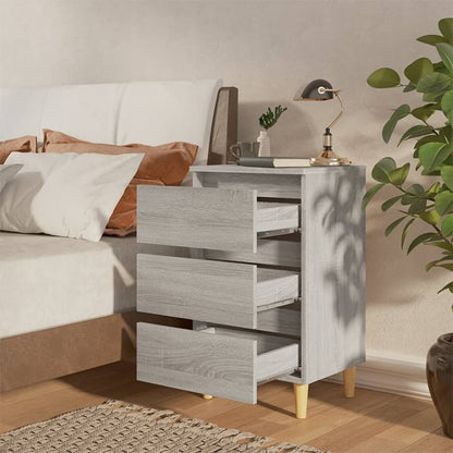 Mesita De Noche Con Patas Madera Maciza Gris Sonoma 40x35x69 Cm_1