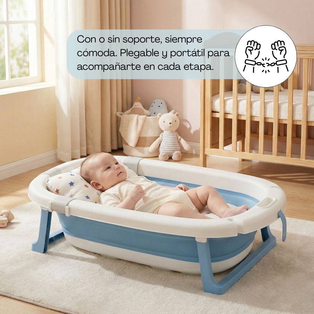 Bathby | Bañera Bebé Azul Con Cojín, Termómetro Y Soporte Plegable | Ligera, Segura Y Compacta Para Recién Nacidos_1