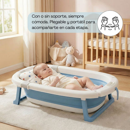 Bathby | Bañera Bebé Azul Con Cojín, Termómetro Y Soporte Plegable | Ligera, Segura Y Compacta Para Recién Nacidos_1